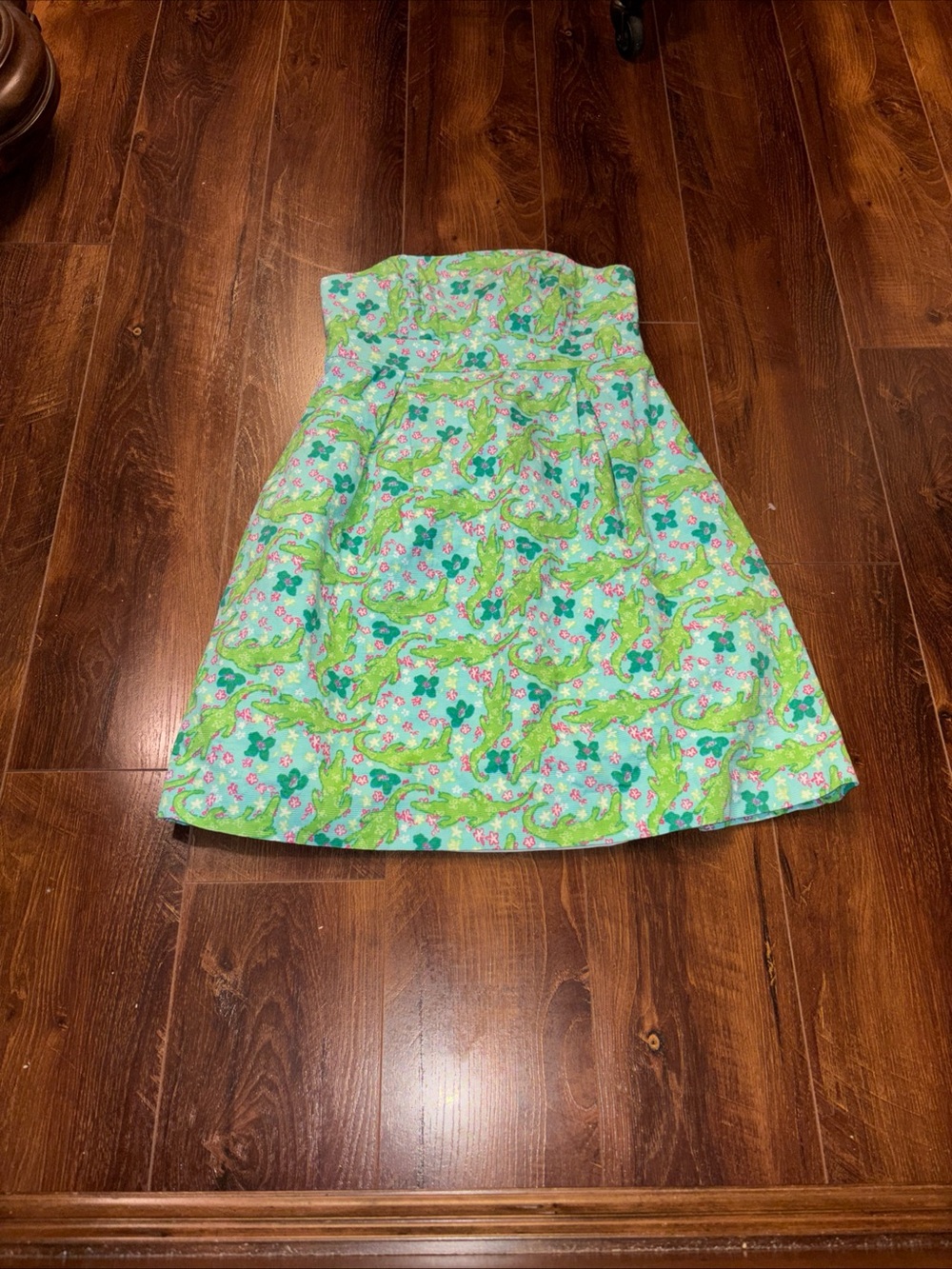 Strapless A-Line Floral Print Skirt in Mint Green Lilly Pulitzer Sz 0
